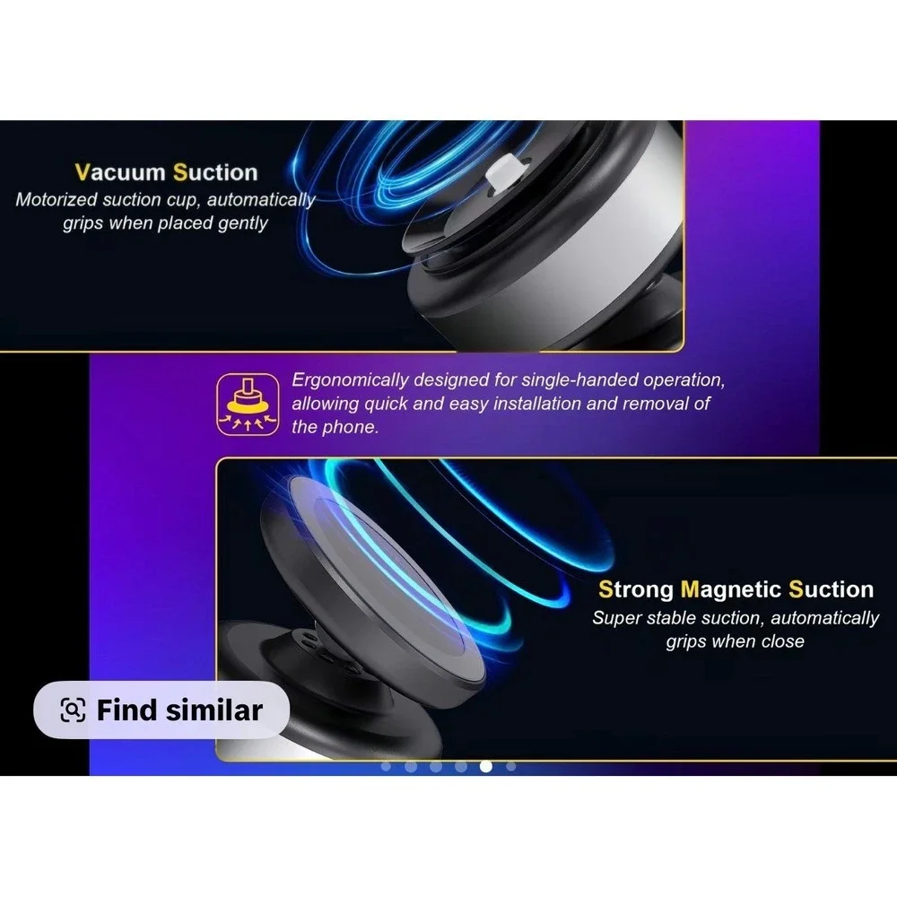 Universal Magnetic Car‎ Phone Mount Holder USB Charging 360 Rotation